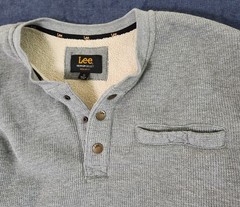 Lee Premium Select XL Gray Sherpa Lined Henley Long Sleeve Pullover 1/4 Snap