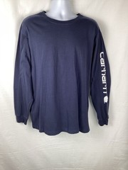 Carhartt Long Sleeve K231 Navy Blue Mens Size L Original Fit Graphic Sleeve Logo
