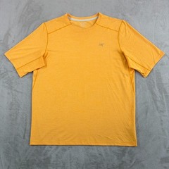 Arc’teryx Cormac Crew Neck Logo T Shirt Mens Large Yellow Performance Hike NWOT