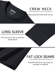 Mens Long Sleeve Shirts Cotton Moisture Wicking Undershirt Comfort Pullover Tops