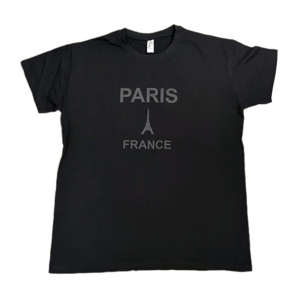 Paris France Eiffel Tower Sol’s Regent T-Shirt Large Black Unisex Souvenir