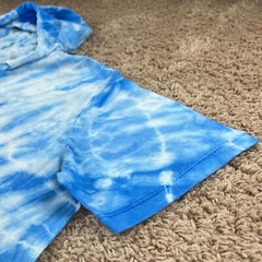 DIKOTOMY Blue White Tie-Dye Hooded Skeleton Flamingo Graphic T-Shirt Mens L