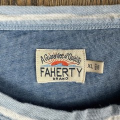 Faherty Brand Mens XL Indigo Dyed Striped Pocket T-Shirt Blue White MKU2126-LIS