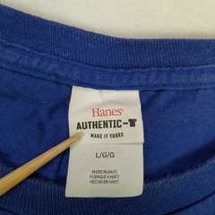 Hanes Blue Authentic Left Chest Pocket Back Eagle Planes Graphic Shirt Men Large