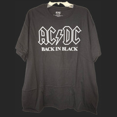 ACDC Back In Black Logo Graphic T-shirt Men Black Short Sleeve Music Size XL