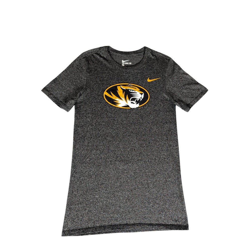 Nike Missouri Tigers Mizzou NCAA Extra Long T-Shirt Charcoal Heather Gold S