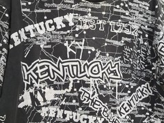American Crown Large L Kentucky Black White All Over Map Print KY Tshirt Tee