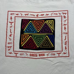 Vintage 80s 90s Costa Rica Tropical Abstract Art Puff Print Hieroglyph Shirt XL