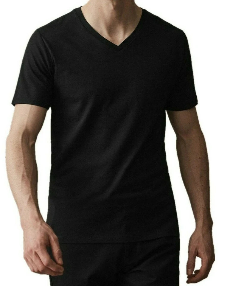 Mens 100% Cotton Casual T-Shirt Black White Short Sleeve Tee Crew Neck V-Neck