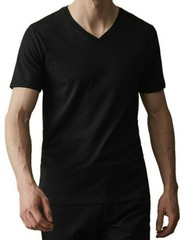 Mens 100% Cotton Casual T-Shirt Black White Short Sleeve Tee Crew Neck V-Neck