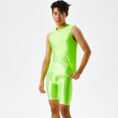 Mens Sexy Glossy Oily Sport Muscle T-shirt Slim Elastic Tank Top Vest Undershirt