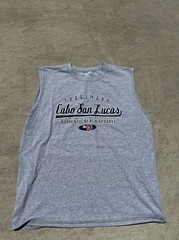 Caribbean Side Men’s Gray Cotton Knit Sleeveless Cabo San Lucas Logo T-Shirt L