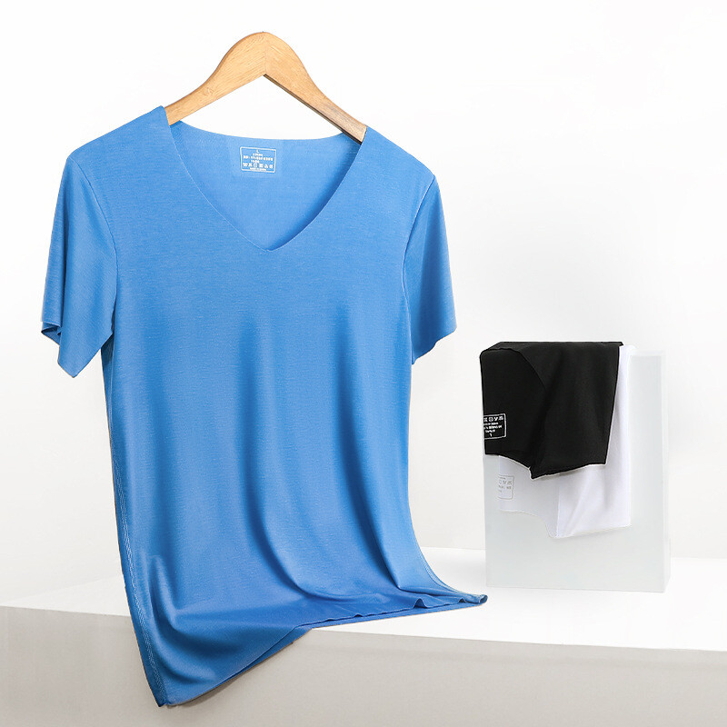 3Pack Men’s Slim Fit V Neck Short Sleeve T-Shirt Solid Color Modal Undershirt