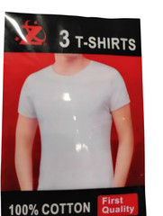 New Men’s White 100% Cotton T-Shirts First Quality Pack Of 3 Regular Size M