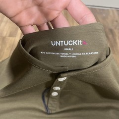 UNTUCKit Shirt Mens Small Green Long Sleeve Henley Stretch Tagless Cotton Blend