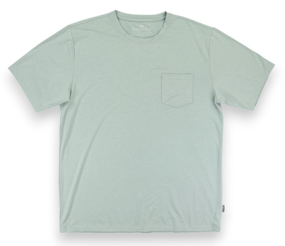 Free Fly Shirt Mens XL Green Bamboo Flex Pocket Tee Lightweight Soft Stretch