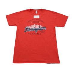 Birmingham AL Jerzees Shirt Mens M Red Short Sleeve Round Neck Graphic Print Tee