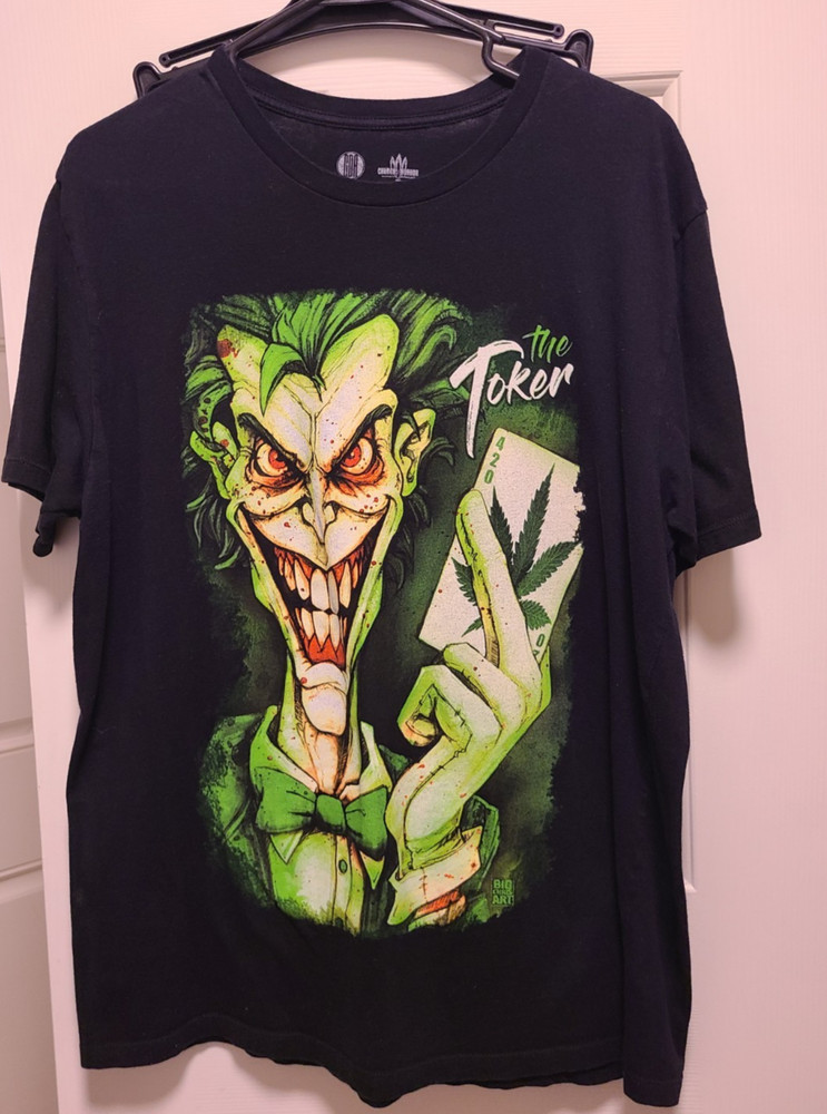 The Toker Joker Parody Shirt Mens L Black Graphic 420 Weed Get Down Art Tee