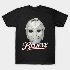 Believe Vintage Mask T-Shirt Retro Ice Hockey Goalie Graphic Tee Philadelphia