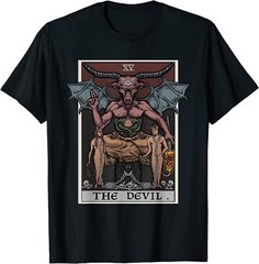 New Limited The Devil Tarot Card Gothic Witch Occult T-Shirt