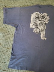 Vintage 90s Dave Matthews Band Shirt Stone Face Rock Music Art Tee Blue Size L