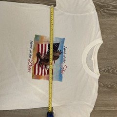 LARGE Land of the Free Home of the Brave USA American Flag Eagle TeeShirt Cotton