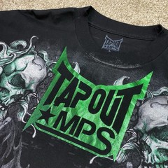 Vintage Tapout MPS Shirt Mens L Black Green Foil Skull Snake MMA UFC Fight Y2K