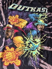 New Men’s Outkast Bleach Wash Tie Dye Black T-Shirt Sz S & M