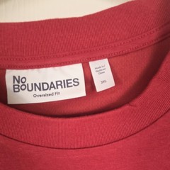No Boundaries Red Solid Oversized Fit Tee Men’s 2XL Crew Neck Short Sleeve