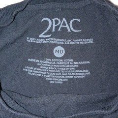 Retro Tupac Shakur 2PAC Black LS Graphic Print T-Shirt Adult Sz Medium Hip Hop