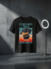 Unisex Funny It’s Not a Party Until a Weiner Comes Out Dachshund Graphic T Shirt