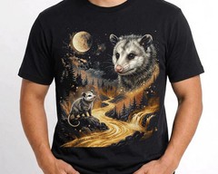 Comfort Tee Opossum Howling Moon Animal Graphic Tee Shirt