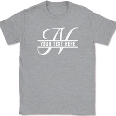 Letter N Monogram Your Text Here Custom T-Shirt Personalize Family Tee