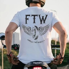 FTW FOREVER TWO WHEELS Angel Wings Graphic Print T-shirt, Top Menswear, Cotton
