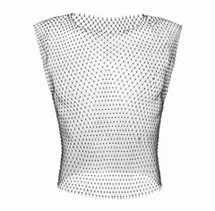 New Men Sexy Tank Top Fishnet Rhinestone Shiny Mesh Vest See Through Sleeveless