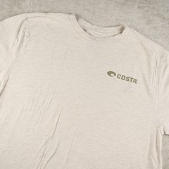 Costa Del Mar T-Shirt Mens XL Beige Logo Fishing Graphic Short Sleeve Cotton Tee