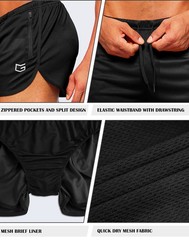 G Gradual Men’s Running Shorts 3 Inch Quick Dry Gym Athletic X-Large, Black