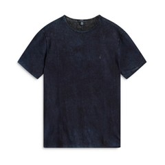 John Varvatos Men’s Gould Peace Sign Spray Wash Crew Cotton T-Shirt Oiled Blue S