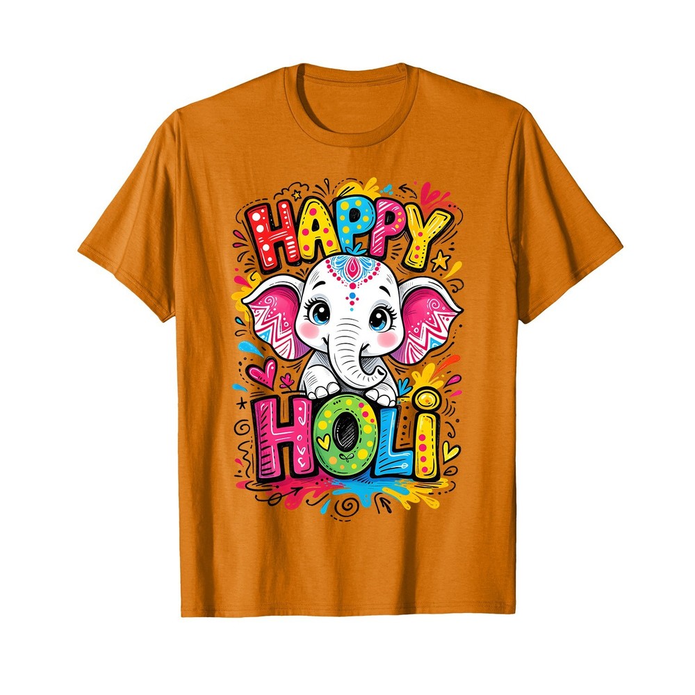 Happy Holi Kids Boys Toddler Girl India Hindu Color Elephant T-Shirt