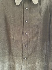 Henry Duarte Olive Ombre Paisley Shirt Pearl Butts Bell Sleeves Y2K 2000sUSA M