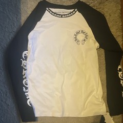 Chrome Hearts Raglan Long Sleeve Graphic Tee White/Black Cotton Jersey Men M