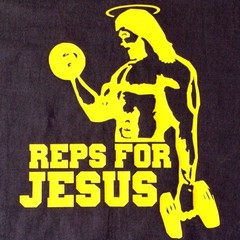 gym tee T-shirt tshirt body building REPS FOR JESUS F weight training lifting