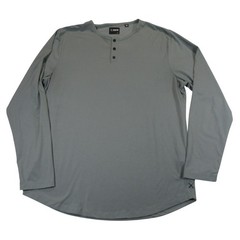 Cuts Mens Henley Shirt XL Gray Stretch Polyester Cotton Button Logo Long Sleeve