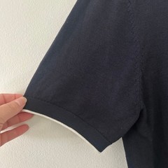 Collars & Co. Men’s Amalfi Luxe Tee Contrast White Trim Navy Blue M Medium New