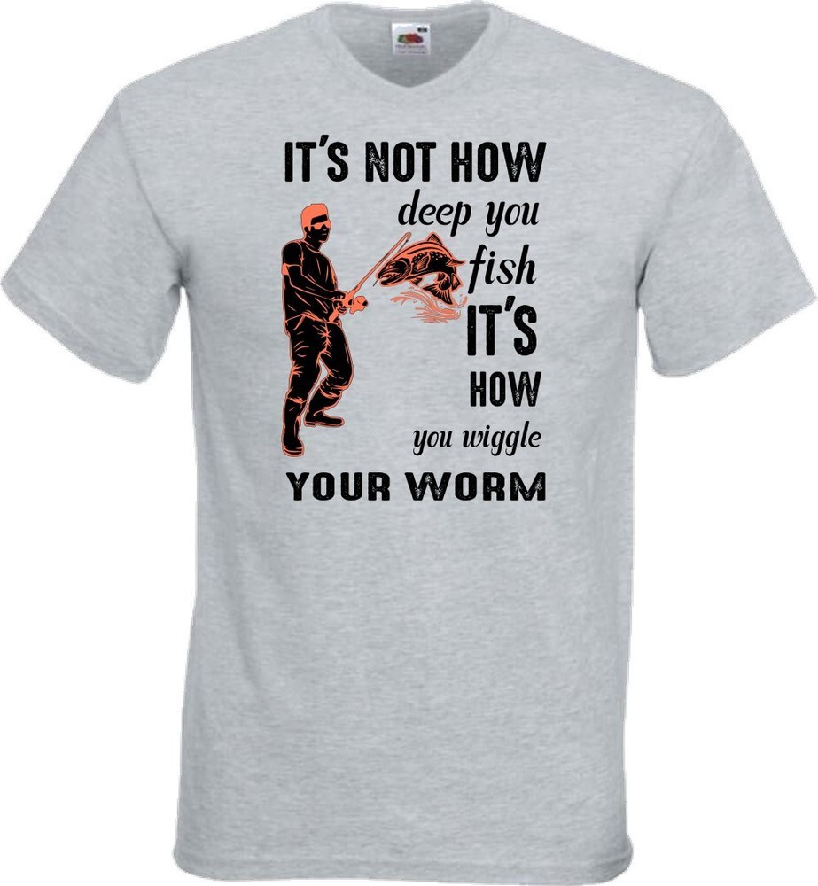 Fishing Wiggle Your Worm Humour Novelty T Shirt Various Colours And Sizes