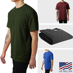 Mens Blank solid HEAVY WEIGHT Short Sleeve T SHIRTS Tee Colors 5XL Big and Tall