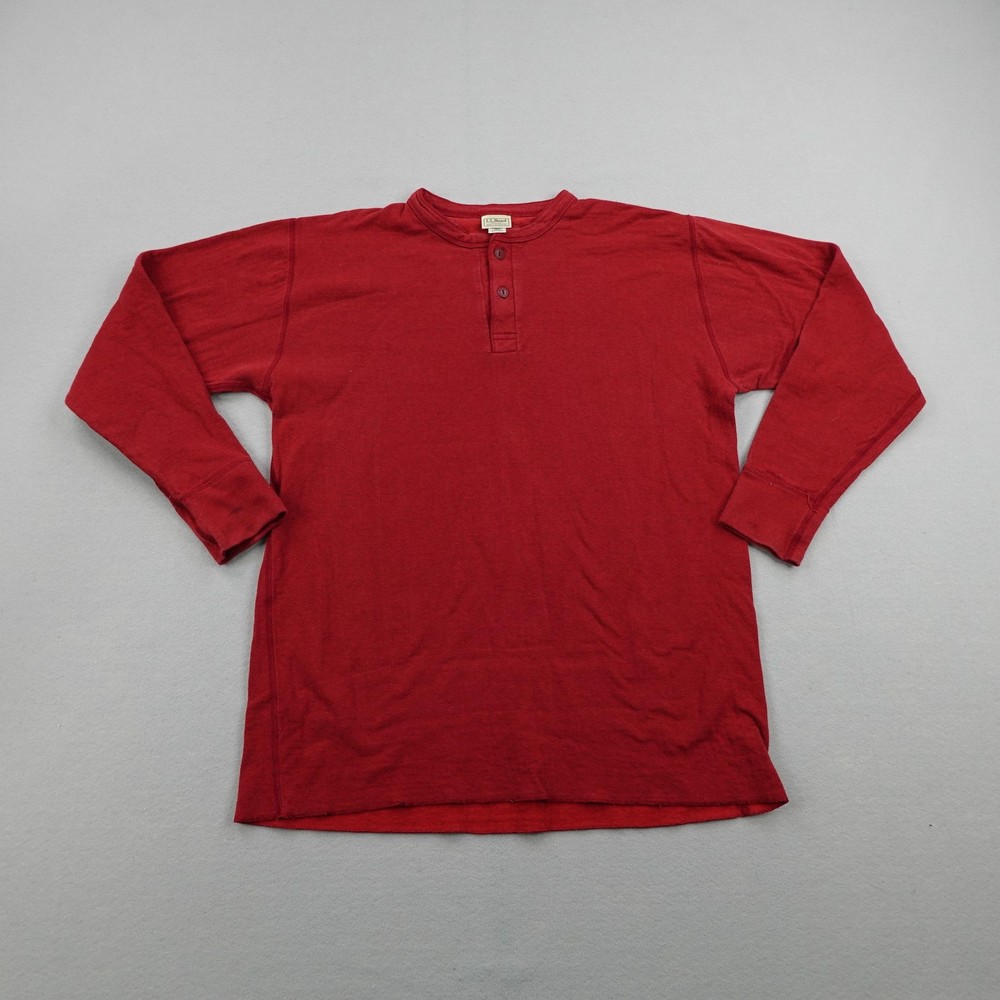 Vintage LL Bean Shirt Mens XL Tall Red River Driver Wool Blend Thermal Henley