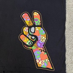 Ben & Jerry’s Shirt Mens XL Black Peace Sign Hand Graphic Crew Neck Cotton
