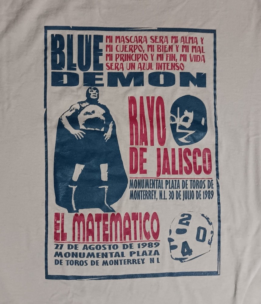 Rayo De Jalisco Jr vs Blue Demon Wrestling Poster t-shirt WCW wwe the rock roman