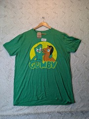 Tee Luv Gumby and Pokey Men’s T-Shirt XL Green Distressed Retro Graphic Vintage